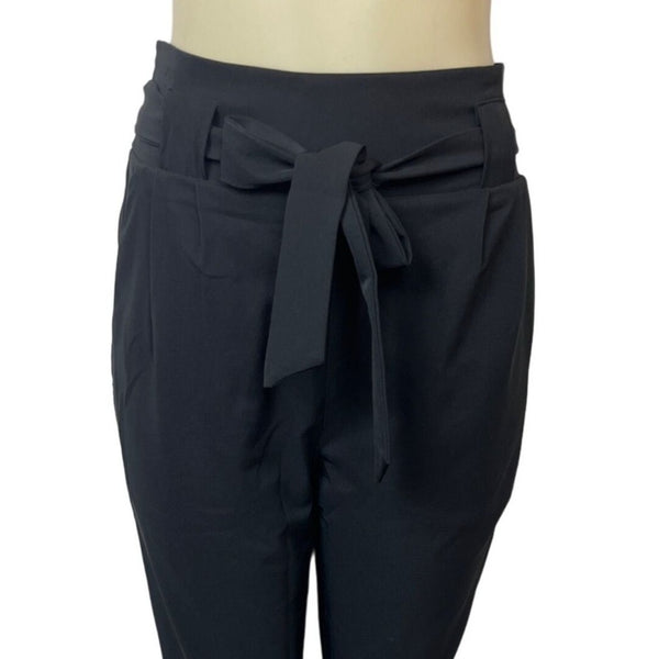 Grace Karin Women's Black High Rise Self Tie Lace & Loops Capri Pants Sz M - NWT