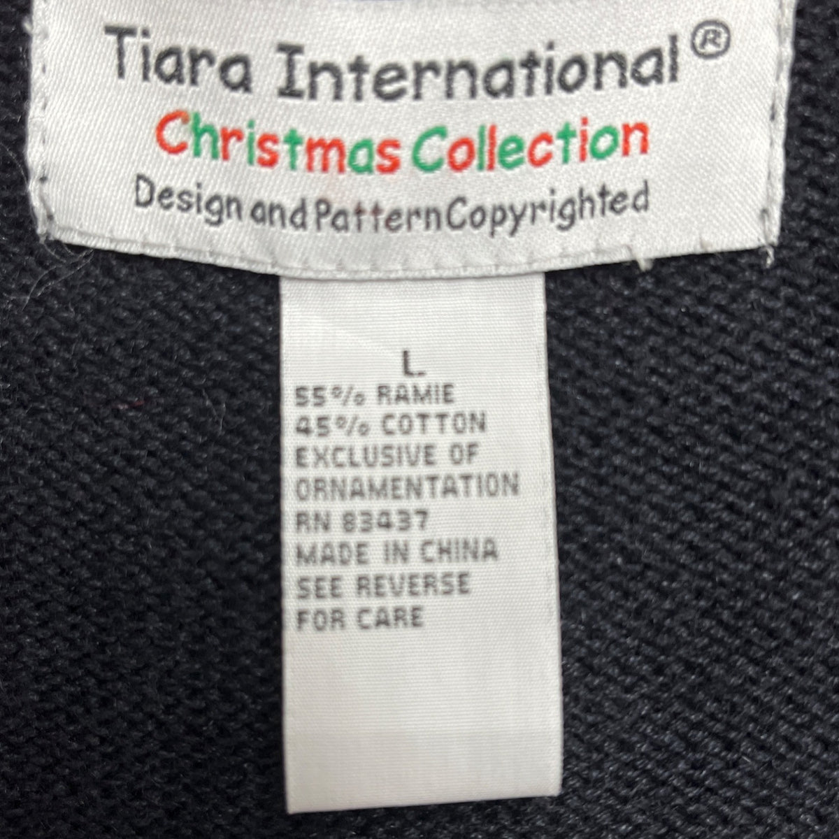 Tiara International Women's Black Red Cardigan Sweater Embroidered Sz L