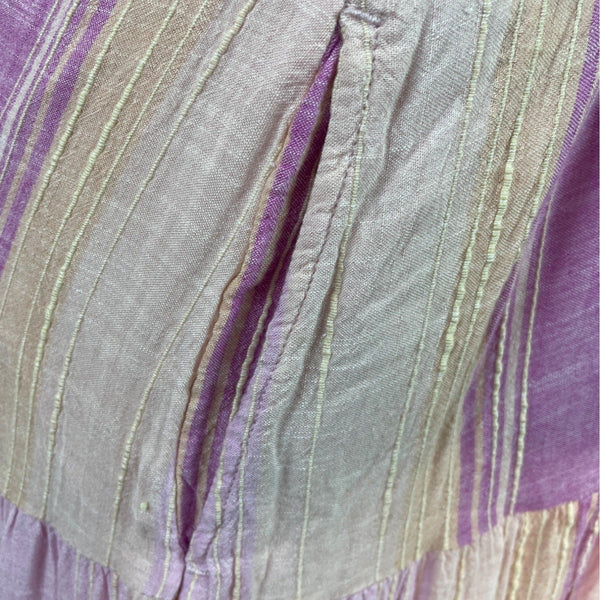 Liverpool Women Sleeveless Striped Midi Dress With Tie Waist Pink & Purple Sz L