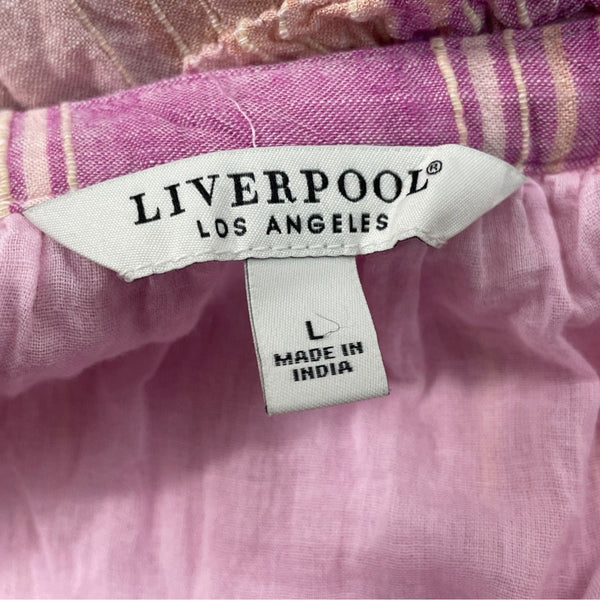 Liverpool Women Sleeveless Striped Midi Dress With Tie Waist Pink & Purple Sz L