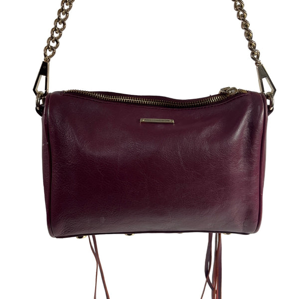 Rebecca Minkoff Women’s Burgundy Leather Mini 4-Zip Crossbody Bag Sz S