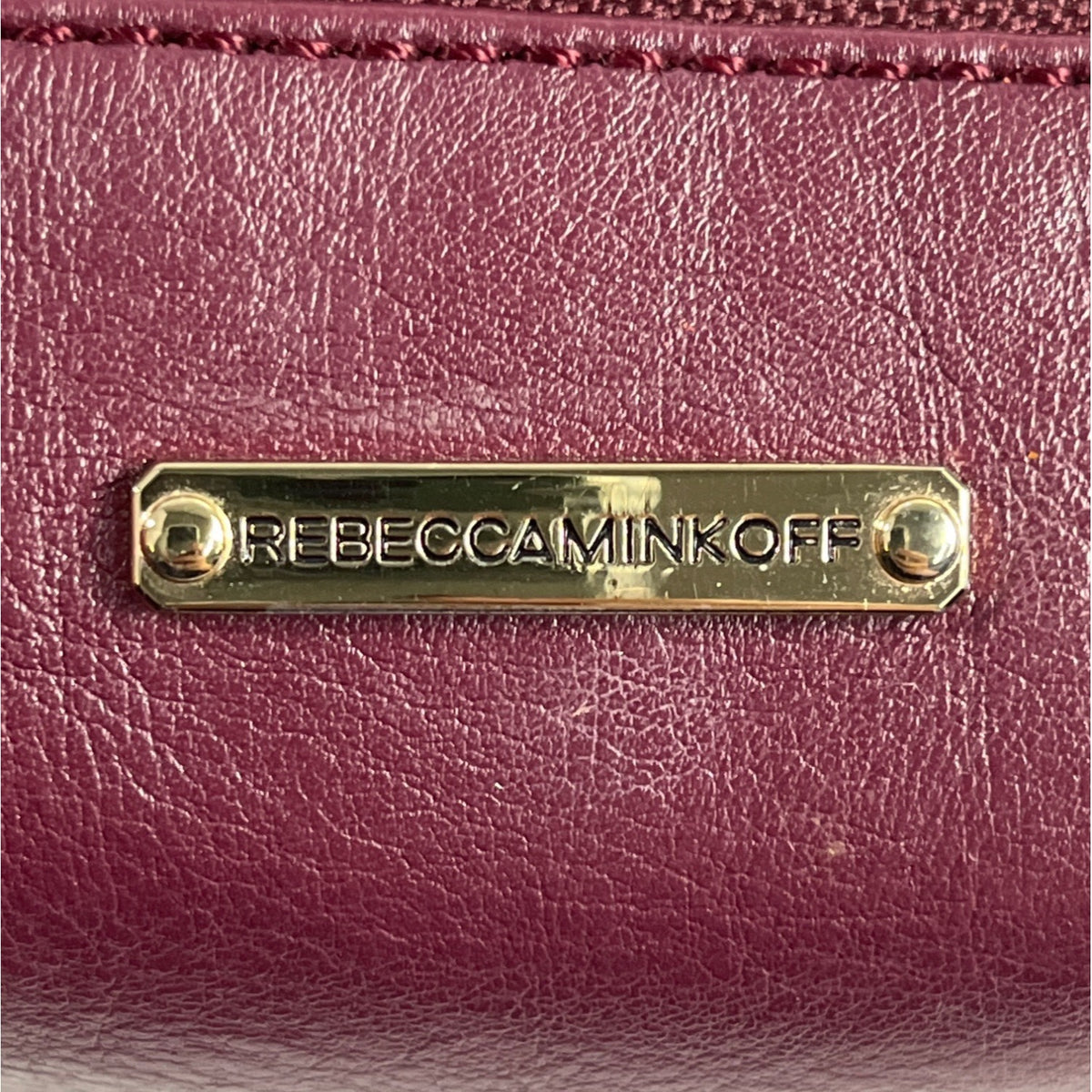 Rebecca Minkoff Women’s Burgundy Leather Mini 4-Zip Crossbody Bag Sz S