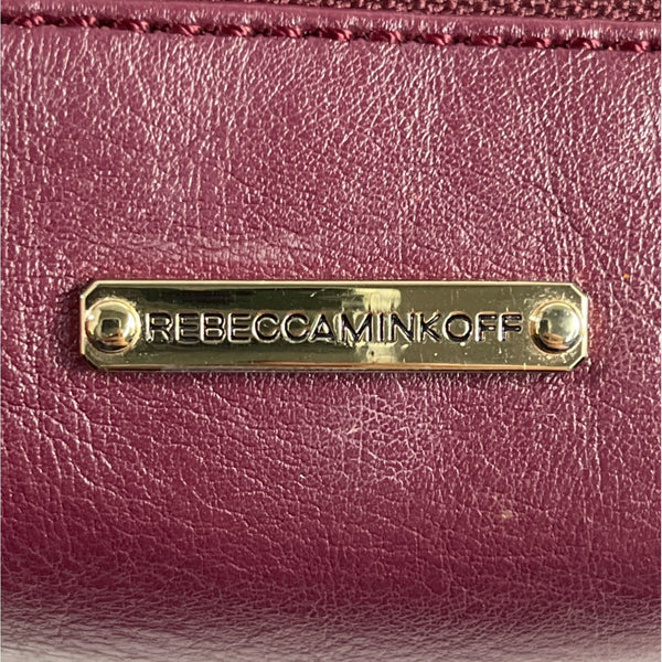 Rebecca Minkoff Women’s Burgundy Leather Mini 4-Zip Crossbody Bag Sz S