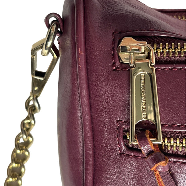 Rebecca Minkoff Women’s Burgundy Leather Mini 4-Zip Crossbody Bag Sz S