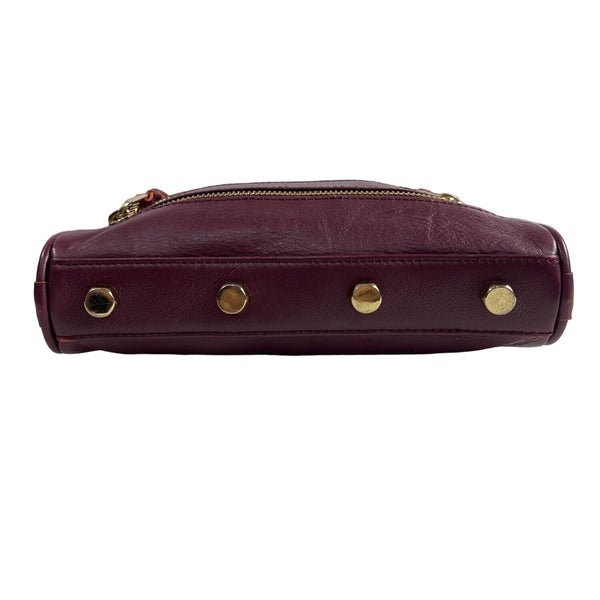 Rebecca Minkoff Women’s Burgundy Leather Mini 4-Zip Crossbody Bag Sz S
