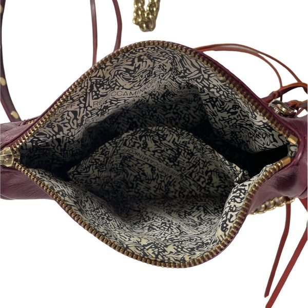 Rebecca Minkoff Women’s Burgundy Leather Mini 4-Zip Crossbody Bag Sz S