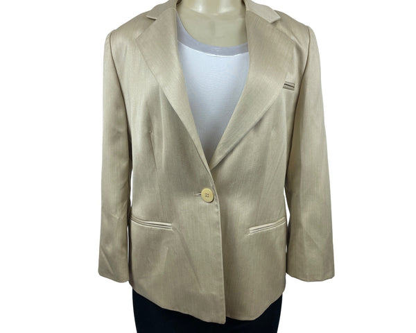 Collezioni Women’s Satin Tan Blazer Size 10