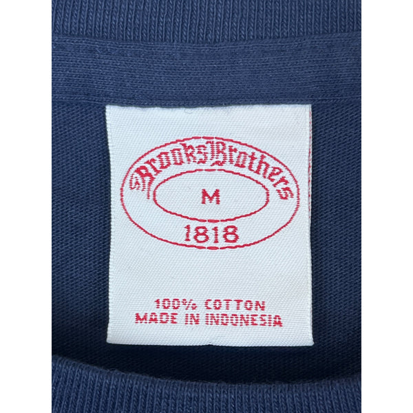 Brooks Brothers Mens Navy Cotton Embroidered Logo T-Shirt Medium Casual Crewneck