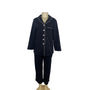 Goelia Womens Black Button-Up Pajama Set With White Piping Trim Sz 4 - New
