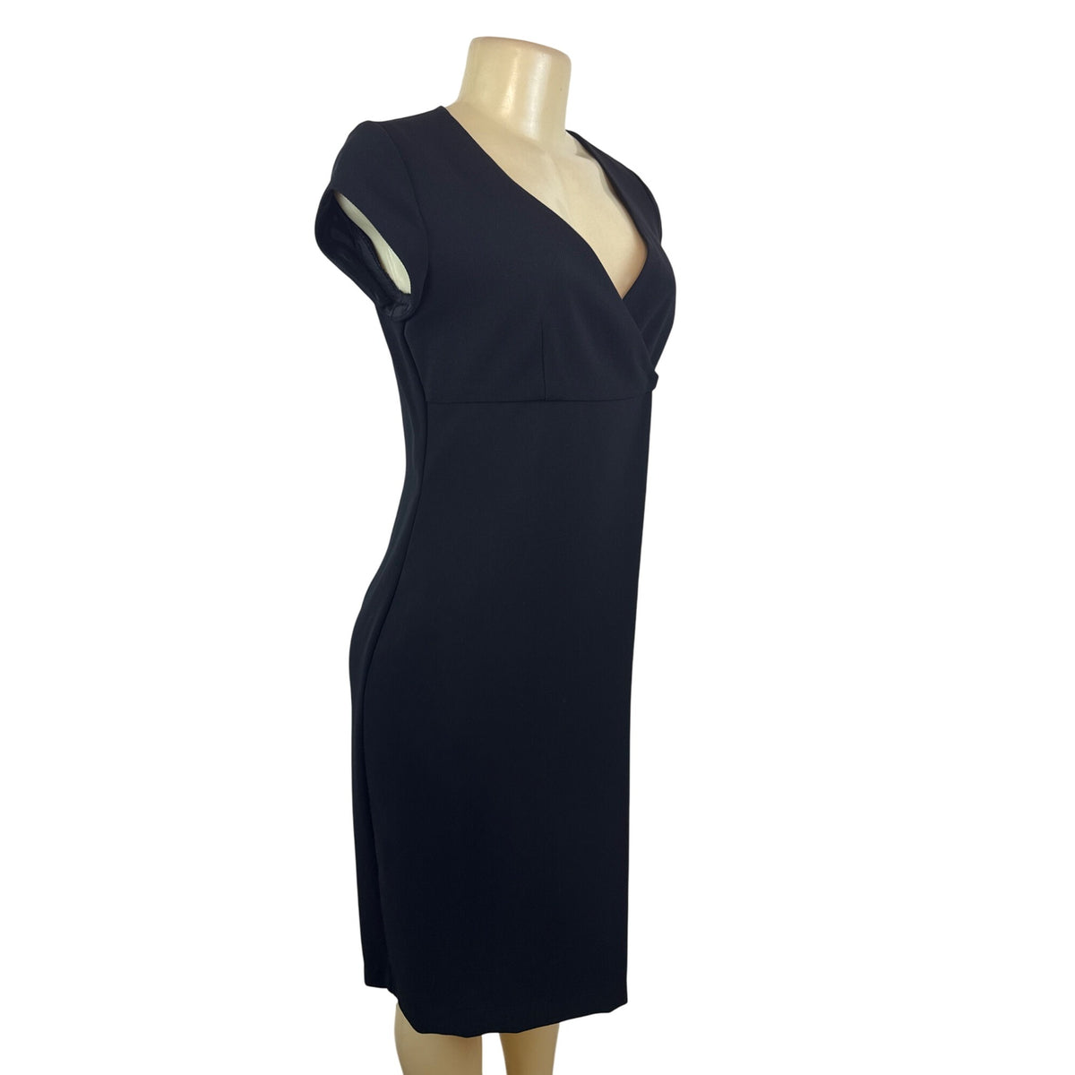 Mario Balthazar Women's Black Cap Sleeve & Knee-Length Wrap Dress Size 2
