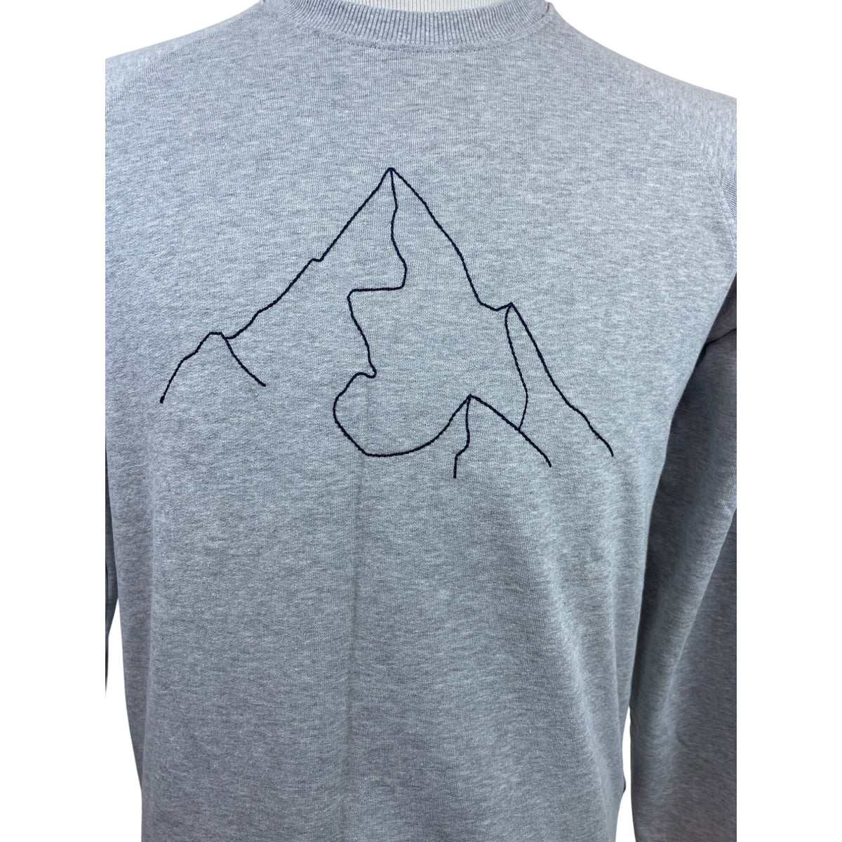 Dedicated Men Grey Crewneck Sweatshirt W/ Minimalist Mountain Design Sz S - New