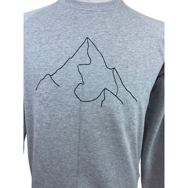 Dedicated Men Grey Crewneck Sweatshirt W/ Minimalist Mountain Design Sz S - New