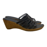 Italian Shoemakers Womens Chocolate Strappy Slide-On Tiber Wedge Sandals Sz 10