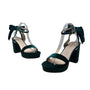 Lulus Emerald Green Velvet Bow Tie Straps Block Heel Sandals Sz 10 - New