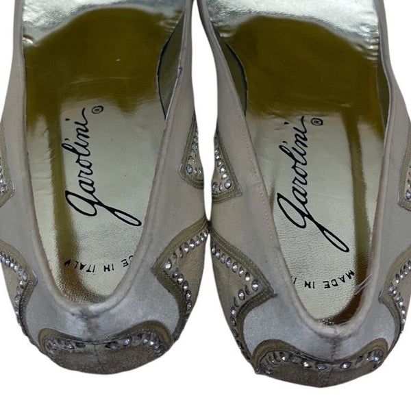 Garolini Women’s Ivory Satin & Suede Rhinestone High Heel Pumps Size 6M