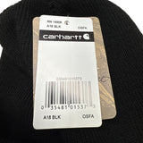 Carhartt Black Knit Cuffed Beanie Hat With Embroidered Logos - New