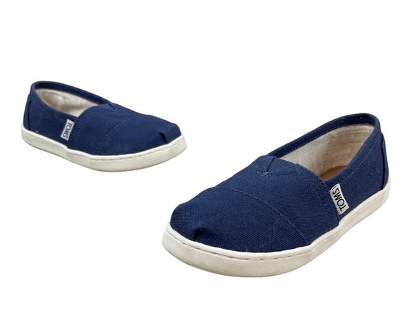 Tom’s Youth Navy Blue Denim Canvas Flat Shoes Sz Y13.5