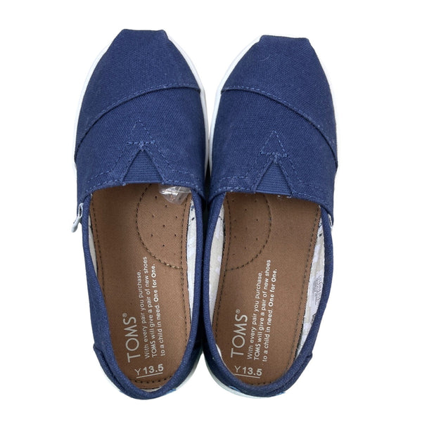 Tom’s Youth Navy Blue Denim Canvas Flat Shoes Sz Y13.5