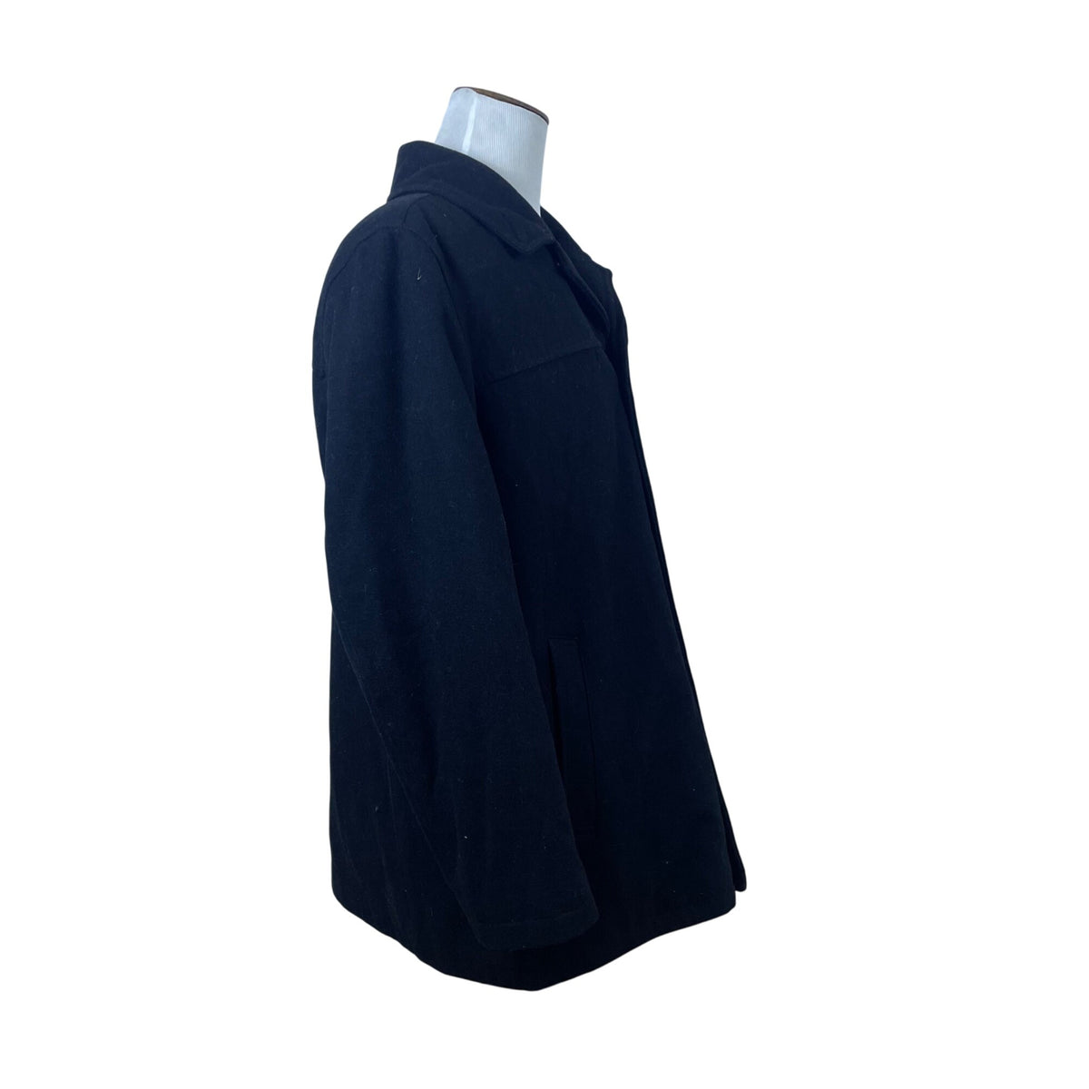 Tommy Hilfiger Mens Quilted Wool-Blend Black Coat With Button Closure Size XL