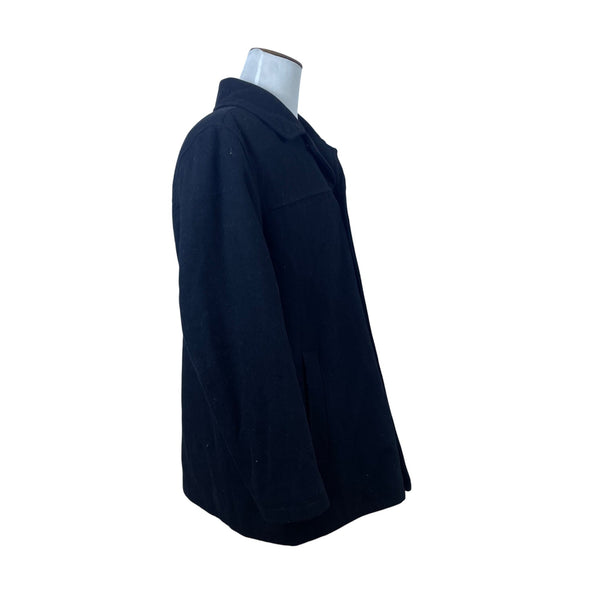 Tommy Hilfiger Mens Quilted Wool-Blend Black Coat With Button Closure Size XL