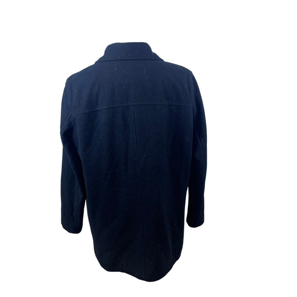 Tommy Hilfiger Mens Quilted Wool-Blend Black Coat With Button Closure Size XL