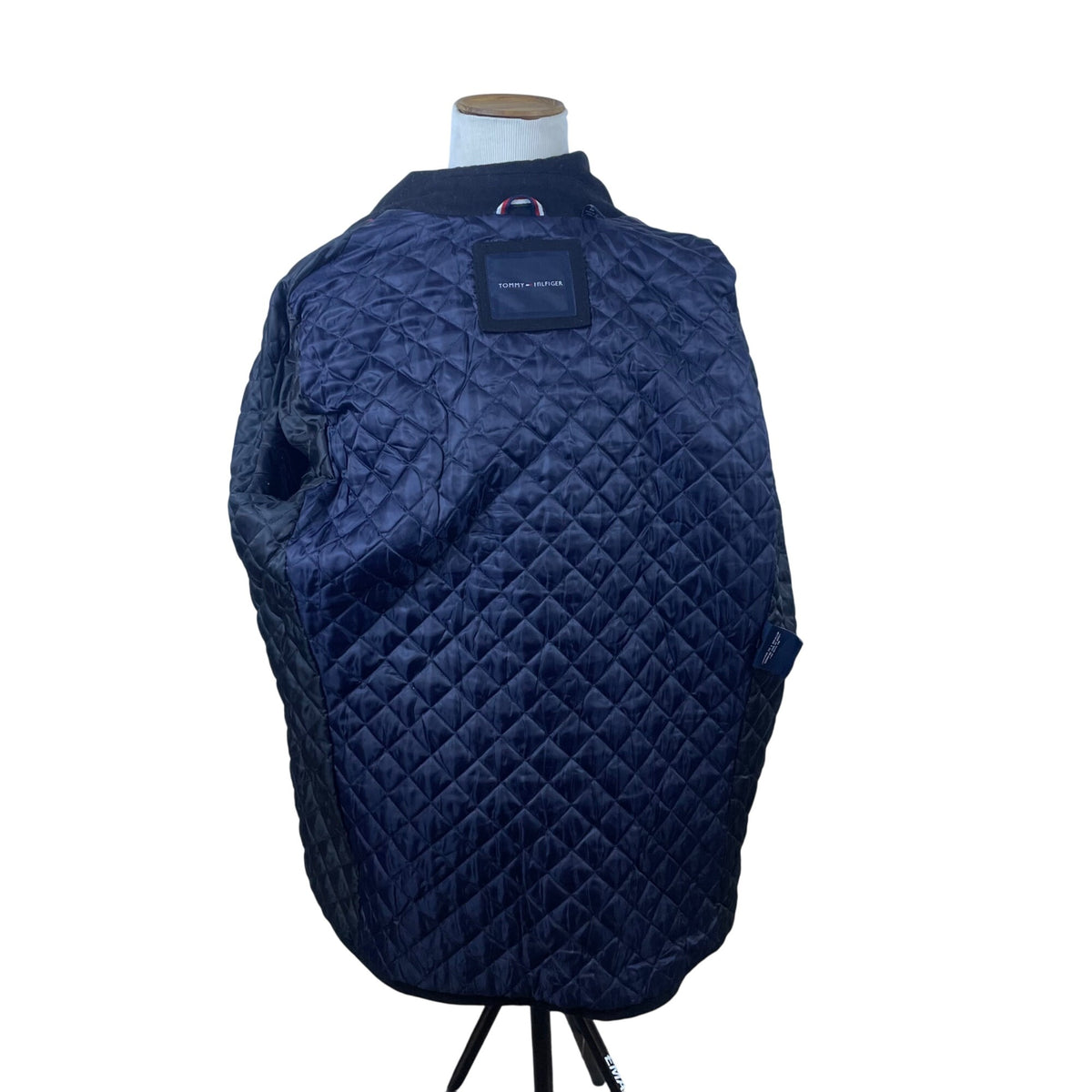 Tommy Hilfiger Mens Quilted Wool-Blend Black Coat With Button Closure Size XL