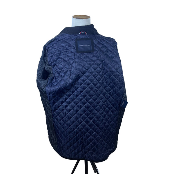 Tommy Hilfiger Mens Quilted Wool-Blend Black Coat With Button Closure Size XL