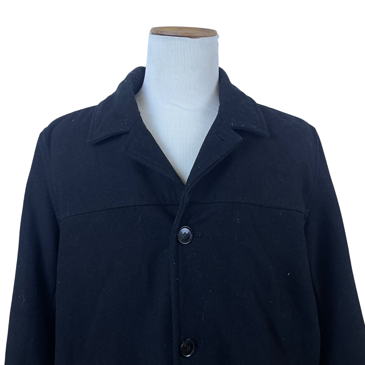 Tommy Hilfiger Mens Quilted Wool-Blend Black Coat With Button Closure Size XL