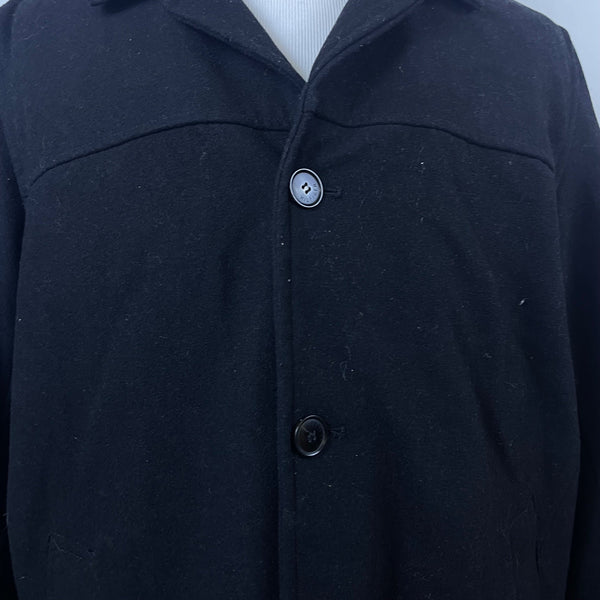 Tommy Hilfiger Mens Quilted Wool-Blend Black Coat With Button Closure Size XL