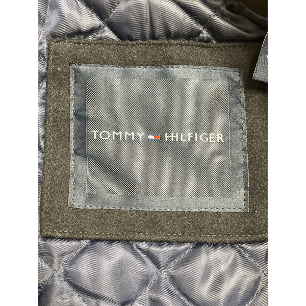 Tommy Hilfiger Mens Quilted Wool-Blend Black Coat With Button Closure Size XL