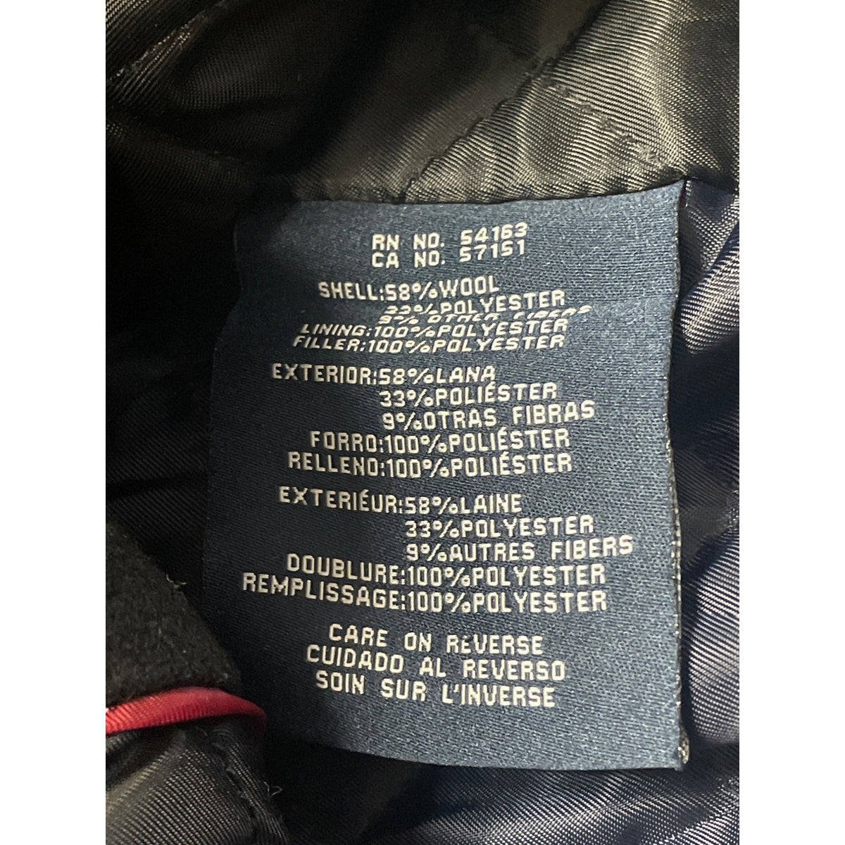 Tommy Hilfiger Mens Quilted Wool-Blend Black Coat With Button Closure Size XL