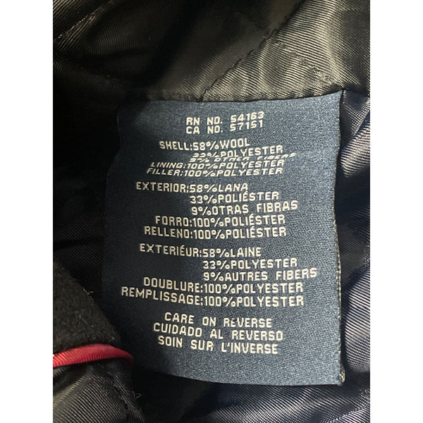 Tommy Hilfiger Mens Quilted Wool-Blend Black Coat With Button Closure Size XL