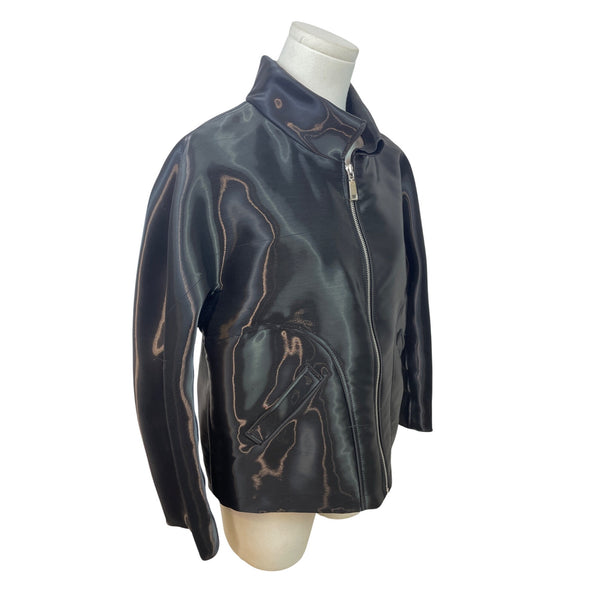 Per Se Women’s Black Shiny Jacket With Zipper Closure & Pockets Size 10