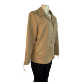 TCM Womens Camel Button-Up Jacket With Lace-Up Sleeve Detail Size 42