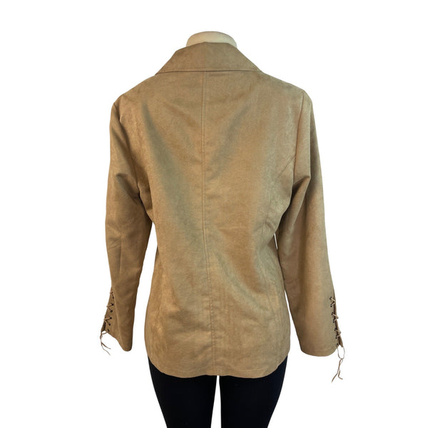 TCM Womens Camel Button-Up Jacket With Lace-Up Sleeve Detail Size 42
