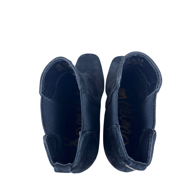 Sam Edelman Black Leather Suede Chiara Square Toe Block Heel Booties Sz 7.5M