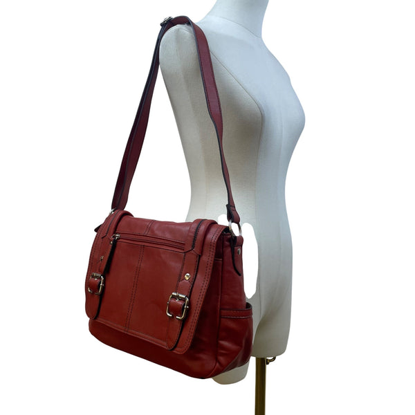 Relic Women’s Red Faux Leather Adjustable Strap Buckle Accent Crossbody Bag