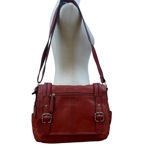 Relic Women’s Red Faux Leather Adjustable Strap Buckle Accent Crossbody Bag