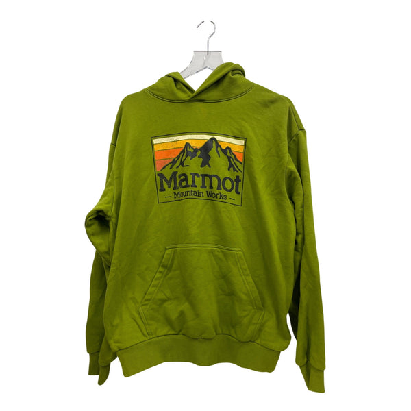 Marmot Mens Green Cotton Blend Pullover Hoodie Medium Cozy Style With Front Pocket