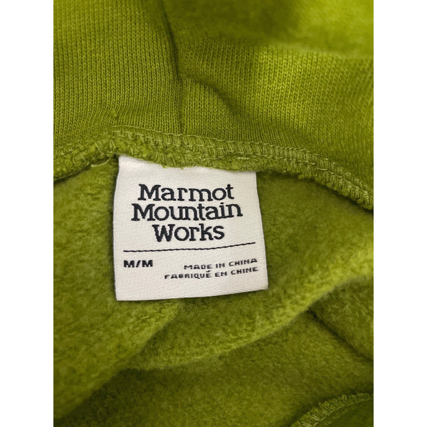 Marmot Mens Green Cotton Blend Pullover Hoodie Medium Cozy Style With Front Pocket