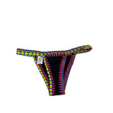 ReeBees Womens Large Black Bikini Bottom With Multicolor Crochet Trim Sz L- NWOT