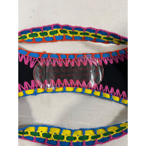 ReeBees Womens Large Black Bikini Bottom With Multicolor Crochet Trim Sz L- NWOT