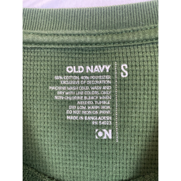 Old Navy Mens Green Cotton-Polyester Varsity Graphic Thermal Shirt Size Small