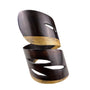 Handcrafted Vintage Dark Wood & Gold Tone Open Cuff Bracelet Adjustable Boho Design