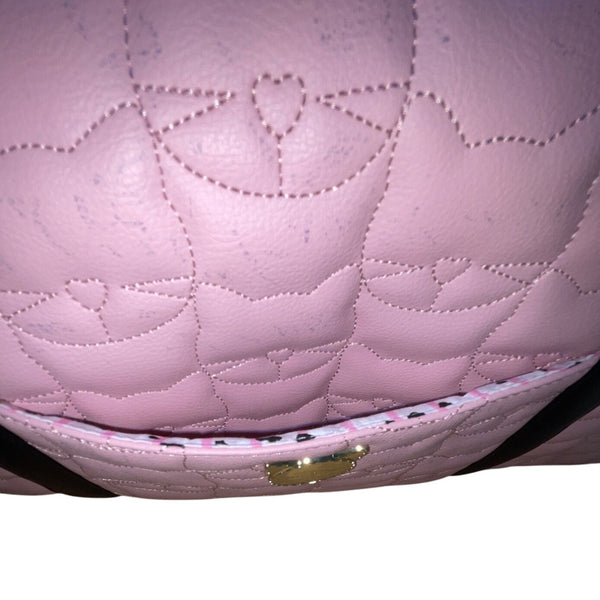 Luv Betsey Pink Quilted Cat Face With Shoulder Strap & Gold Accents Duffle Bag