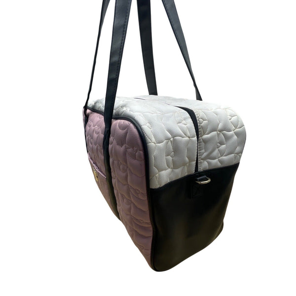 Luv Betsey Pink Quilted Cat Face With Shoulder Strap & Gold Accents Duffle Bag