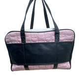 Luv Betsey Pink Quilted Cat Face With Shoulder Strap & Gold Accents Duffle Bag
