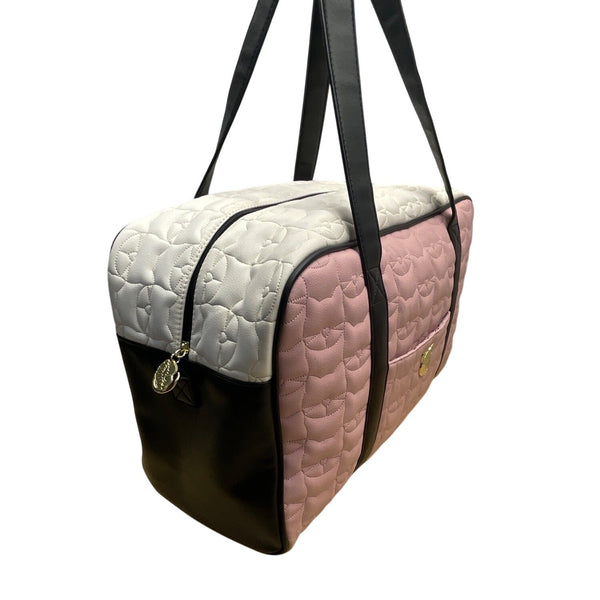 Luv Betsey Pink Quilted Cat Face With Shoulder Strap & Gold Accents Duffle Bag