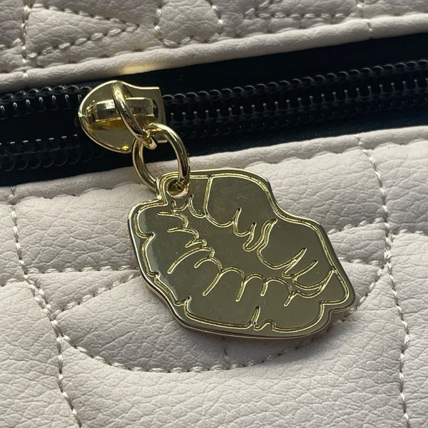Luv Betsey Pink Quilted Cat Face With Shoulder Strap & Gold Accents Duffle Bag