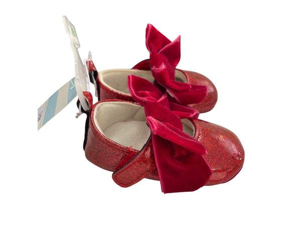 Cat & Jack Baby Girls Red Sparkle Bow Dress Shoes 3-6M